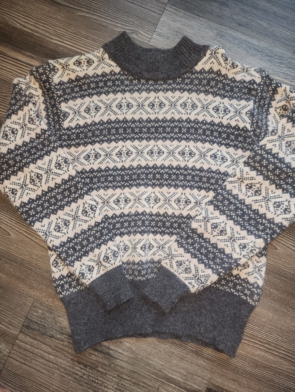 Vintage Liz Claiborne Pullover Sweater Small Nordic Fair Isle Lambswool Angora